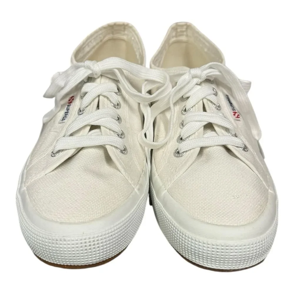 Superga 2750 Cotu Women's White Canvas Lace Sneakers 41  9.5